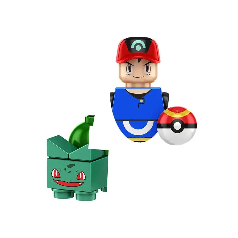 Figurines de dresseurs Pokémon Mini-Block avec Pokeball