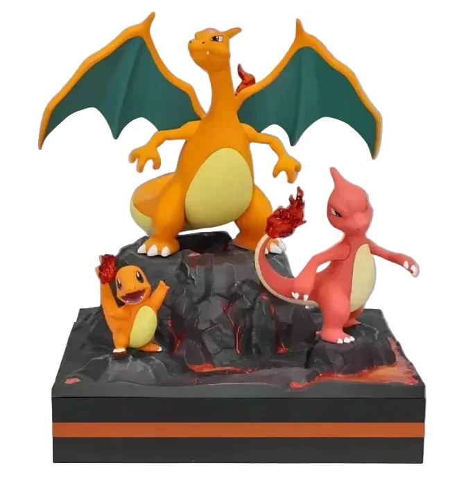 Charmander, Glutexo, Reptincel, Charizard, figurine de la famille d'évolution de Charizard