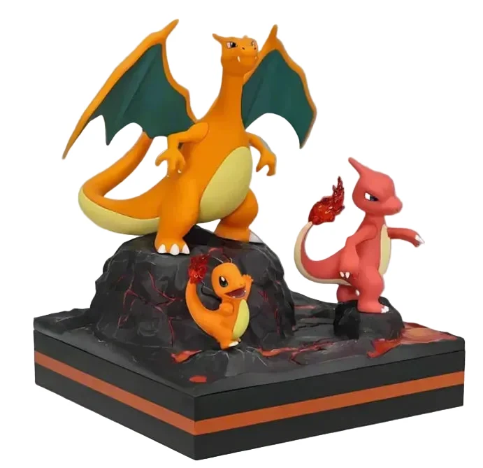 Charmander, Glutexo, Reptincel, Charizard, figurine de la famille d'évolution de Charizard
