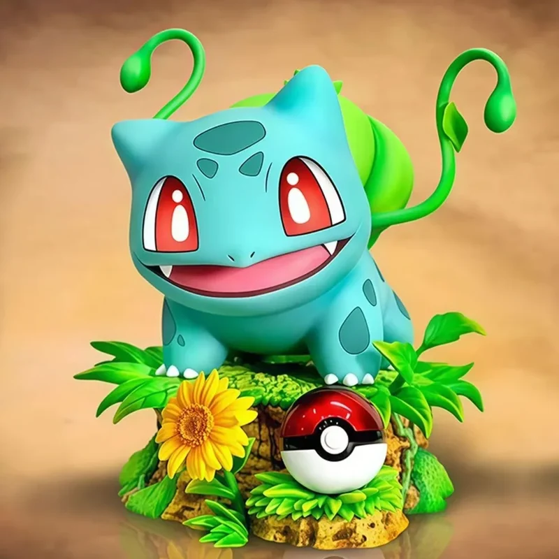 Figurine Bulbizarre mignonne avec petite Poké Ball - Deako, figurine de collection d'environ 10 cm