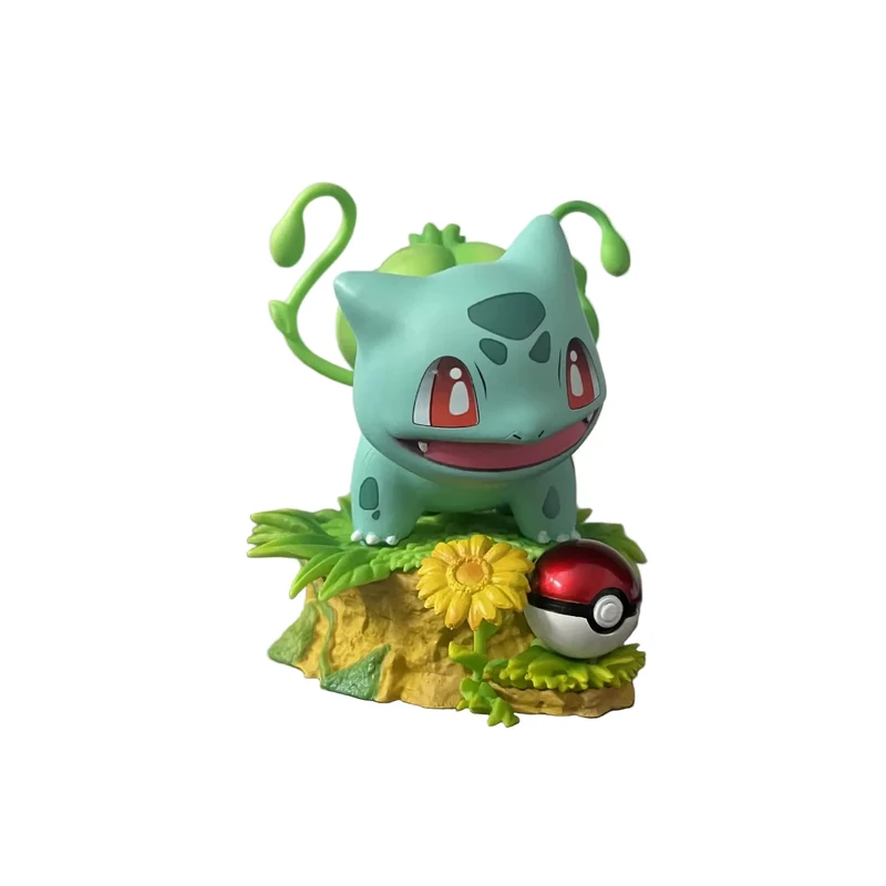 Figurine Bulbizarre mignonne avec petite Poké Ball - Deako, figurine de collection d'environ 10 cm