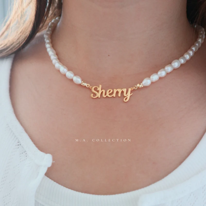 Customized Name Pearl Necklace