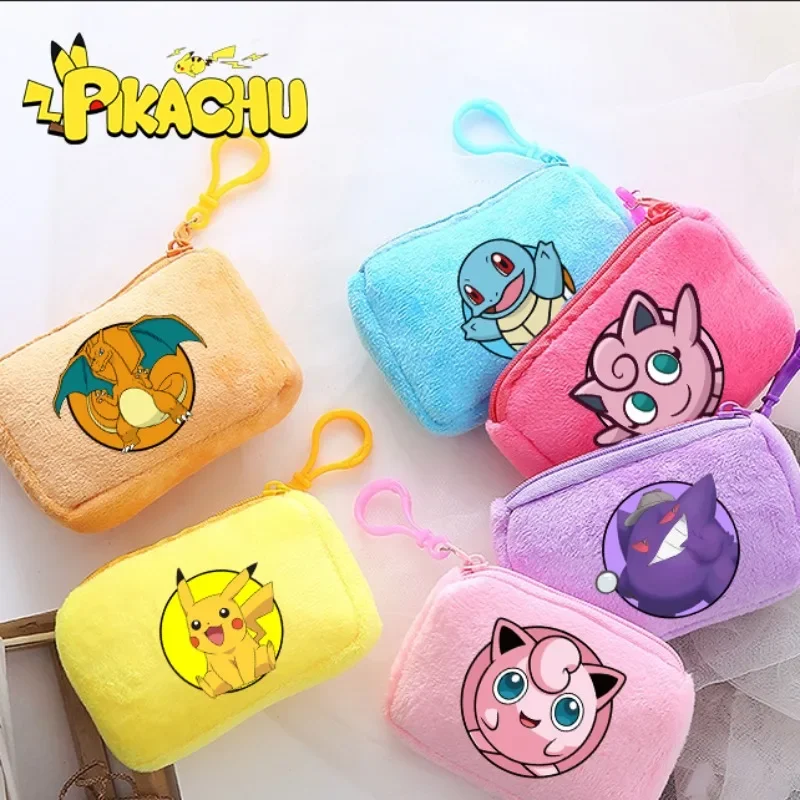 Portefeuille en peluche Pokémon pour enfants avec clip