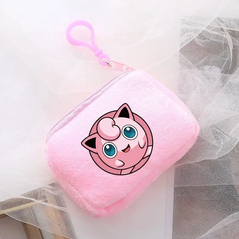 Portefeuille en peluche Pokémon pour enfants avec clip