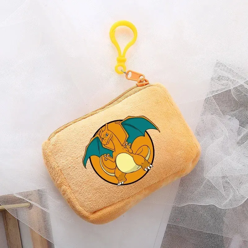 Portefeuille en peluche Pokémon pour enfants avec clip