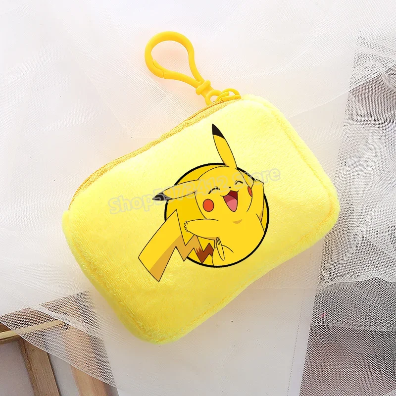Portefeuille en peluche Pokémon pour enfants avec clip