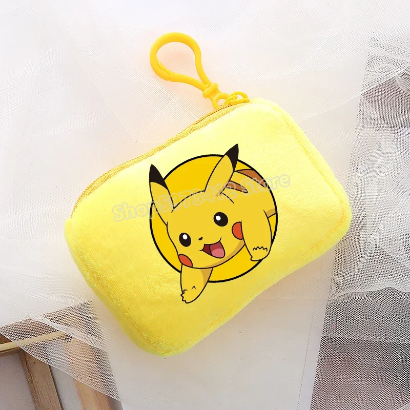 Portefeuille en peluche Pokémon pour enfants avec clip