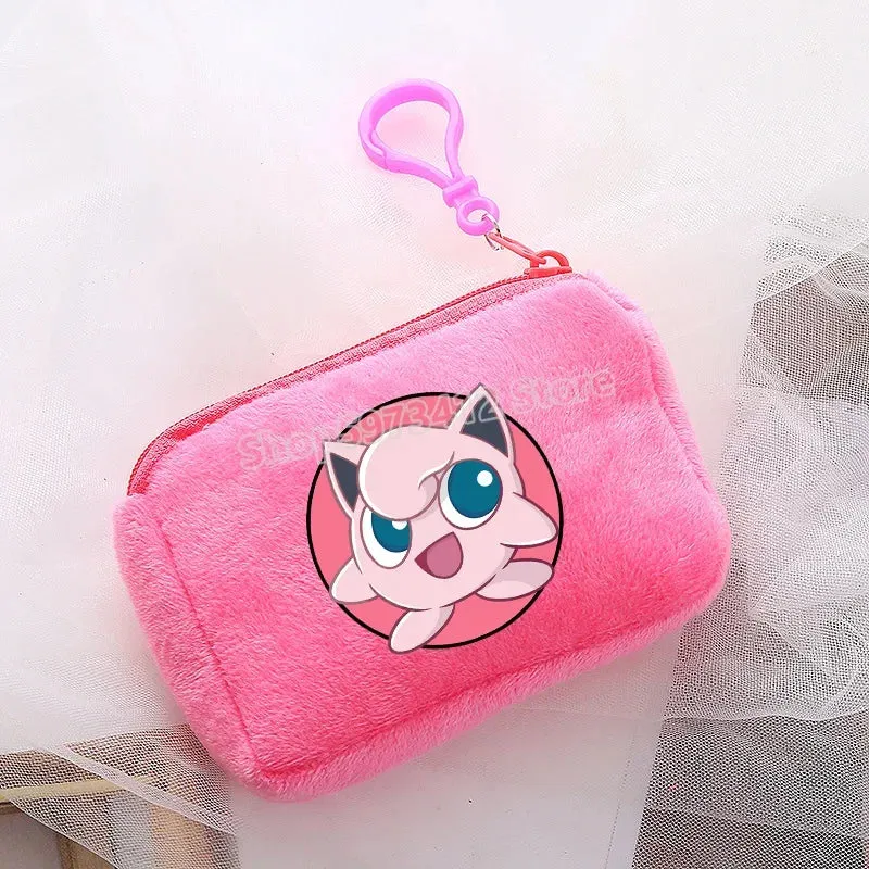 Portefeuille en peluche Pokémon pour enfants avec clip