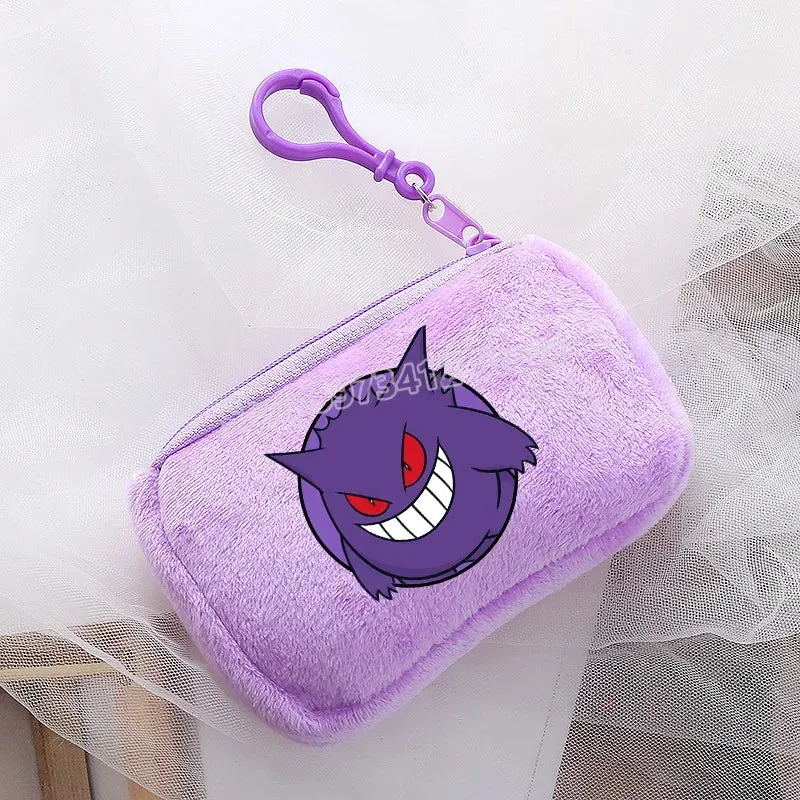 Portefeuille en peluche Pokémon pour enfants avec clip