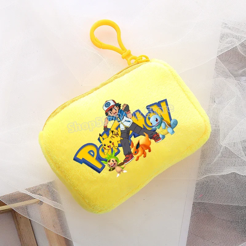 Portefeuille en peluche Pokémon pour enfants avec clip