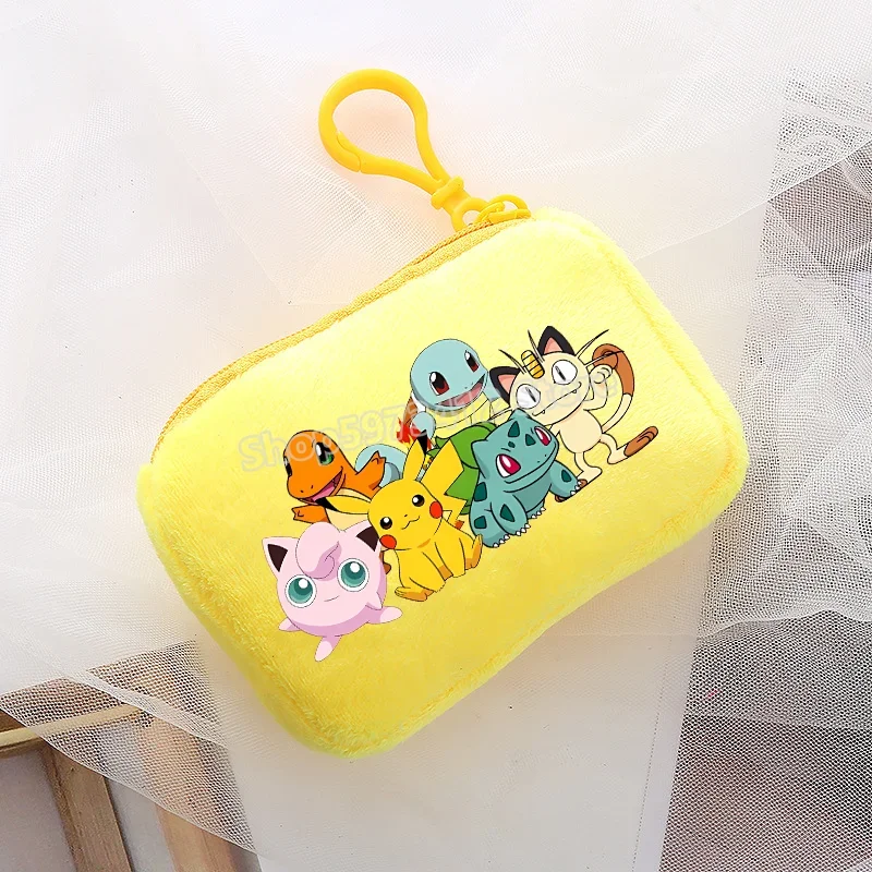 Portefeuille en peluche Pokémon pour enfants avec clip