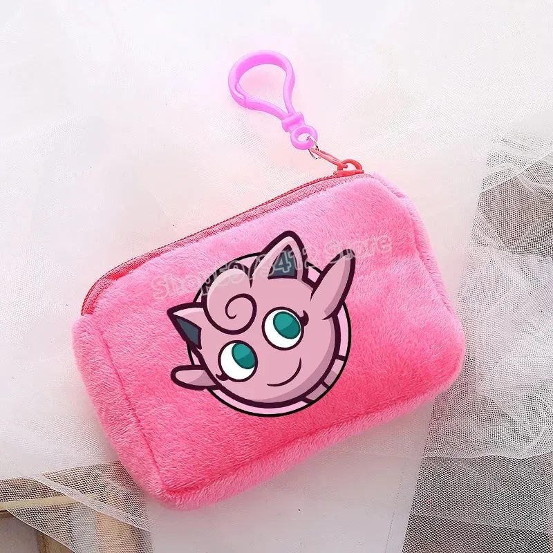 Portefeuille en peluche Pokémon pour enfants avec clip