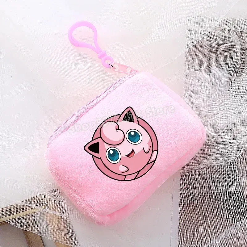Portefeuille en peluche Pokémon pour enfants avec clip