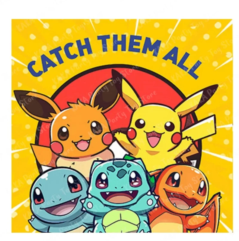 Serviettes avec motif Pokémon pour anniversaire, fête, etc.
