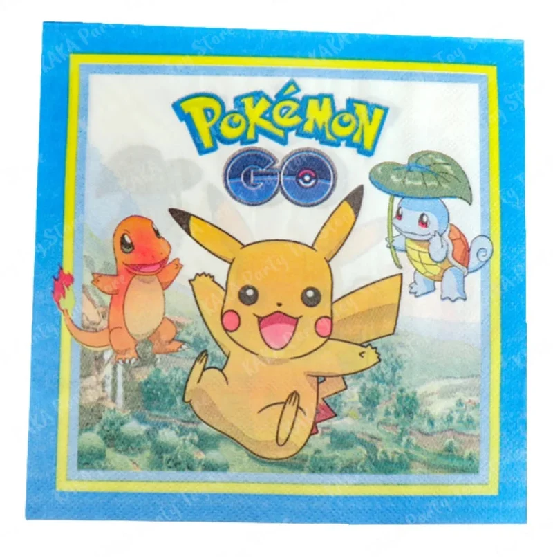 Serviettes avec motif Pokémon pour anniversaire, fête, etc.