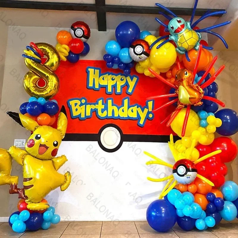 Set de décoration d'anniversaire avec ballons Pokémon et année (84 pièces)