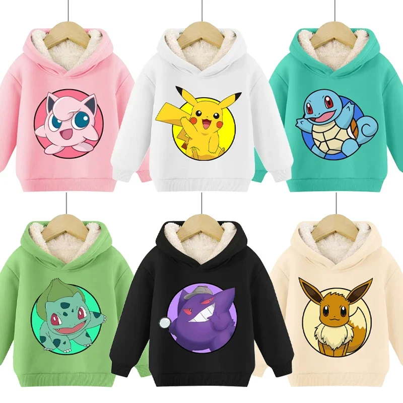Sweats à capuche pullies enfant doublés chauds à motifs Pokémon