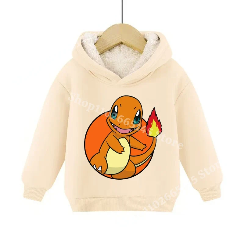 Sweats à capuche pullies enfant doublés chauds à motifs Pokémon