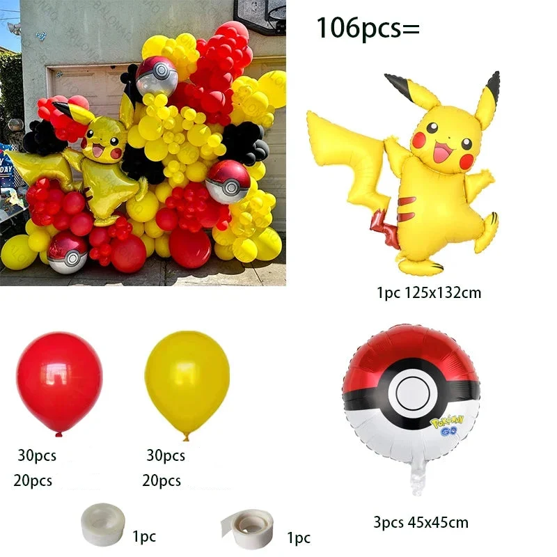 106 ballons Pokémon Pikachu pour anniversaires, célébrations, etc.