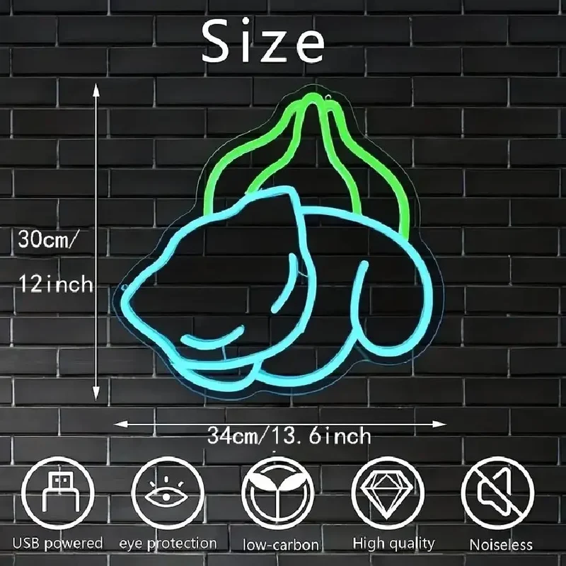 Bulbasaur Bulbasaur ou Nebulak Gastly Applique murale néon