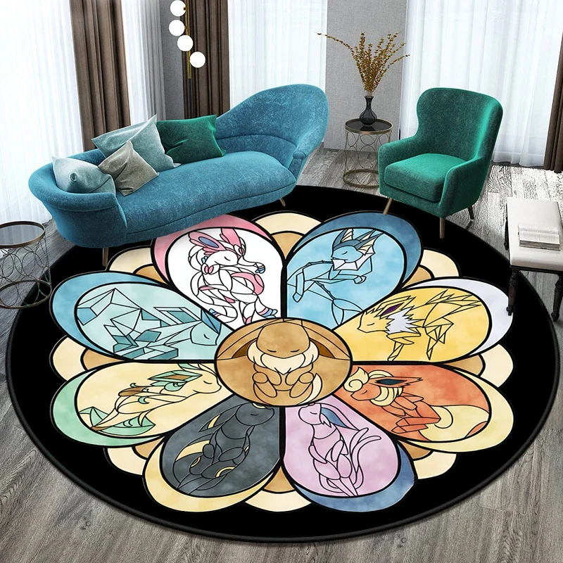 Tapis Pokémon rond dans de nombreux motifs Eevee, Aquana, Pokeball etc.