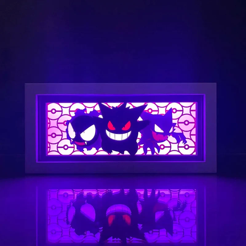 Image Pokemon Gengar, Pikachu ou Mewto avec lampe d'éclairage LED