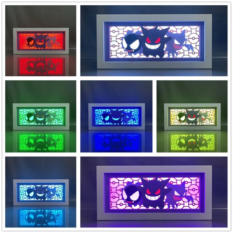 Image Pokemon Gengar, Pikachu ou Mewto avec lampe d'éclairage LED