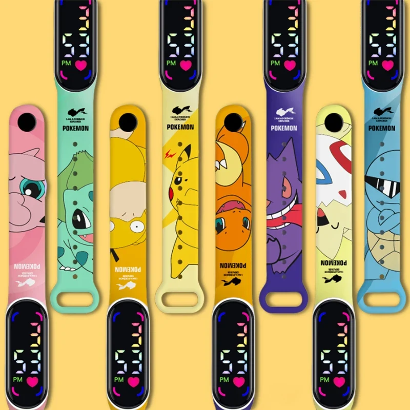 Montres-bracelets colorées pour enfants Pokemon LED avec écran couleur