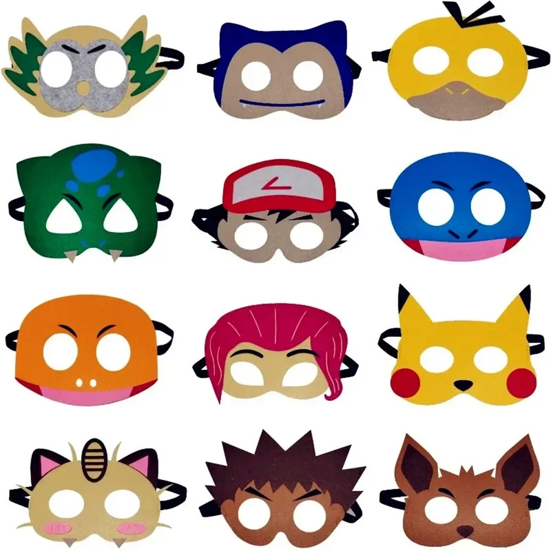 Lot de 12 masques Pokémon pour anniversaire, carnaval, déguisements etc.