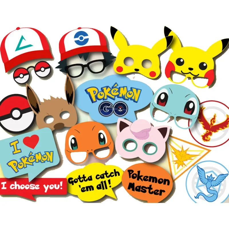 Ensemble de masques Pokémon 19 pièces pour anniversaires ou carnaval, déguisements, cosplay