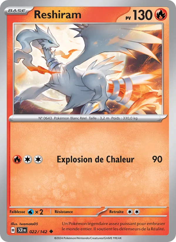 Reshiram 22/142 — EV07 — Couronne Stellaire — Carte Pokémon française