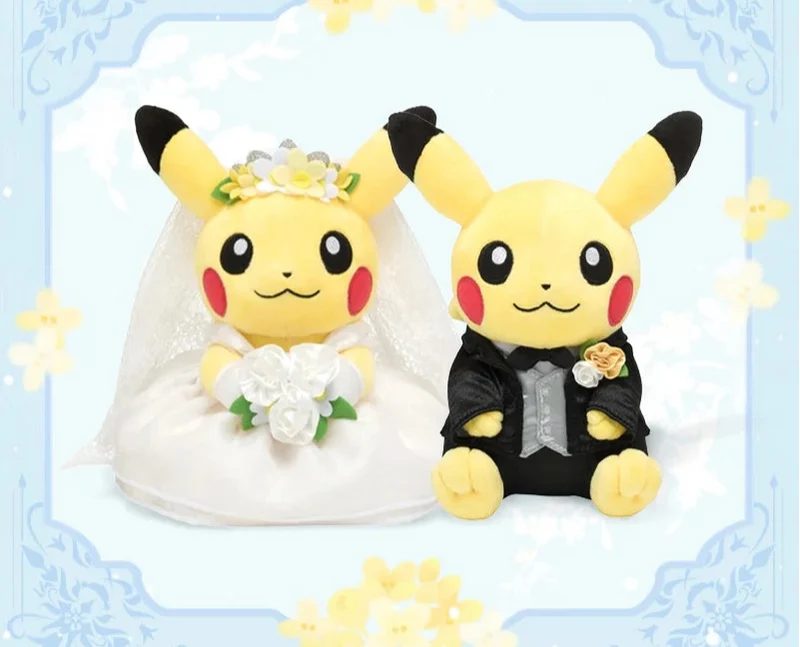 Pikachu en couple de mariés Figurines en peluche de mariage Pikachu
