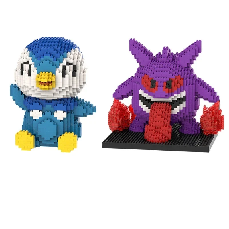 Grandes figurines Pokémon Gengar ou Piplup Plinfa Micro Clamp-Building Block