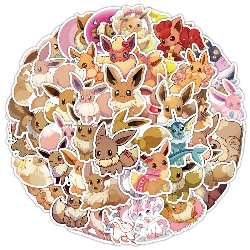 Autocollants mignons Evoli Eevee (10, 30 ou 50 pièces)