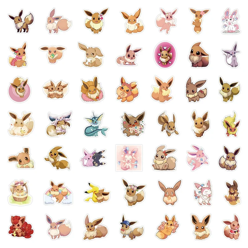 Autocollants mignons Evoli Eevee (10, 30 ou 50 pièces)