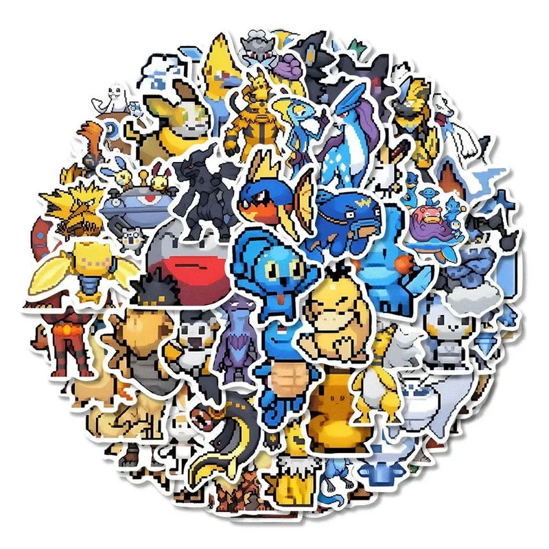 Autocollants Pokémon sympas au look pixelisé (10, 30, 50 ou 110 pièces)