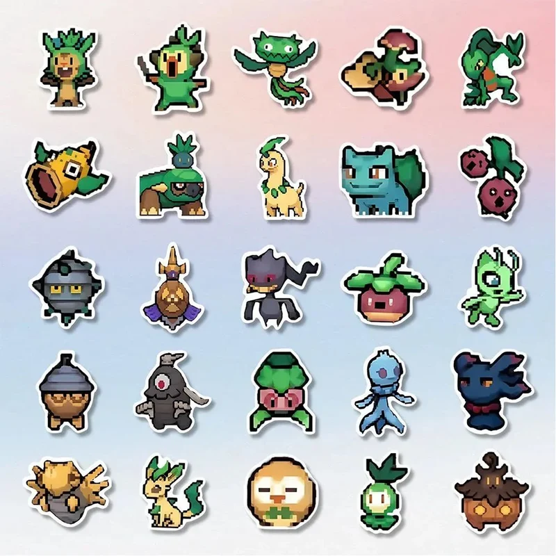 Autocollants Pokémon sympas au look pixelisé (10, 30, 50 ou 110 pièces)