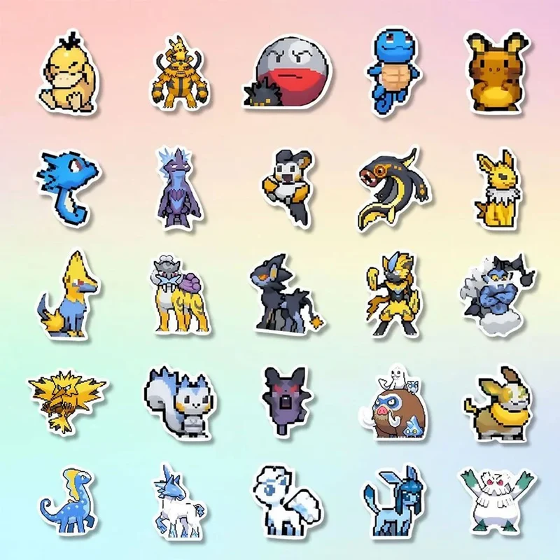 Autocollants Pokémon sympas au look pixelisé (10, 30, 50 ou 110 pièces)