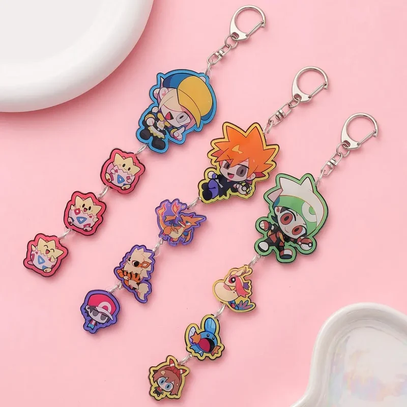 Porte-clés en acrylique avec dessin animé Pokémon mignon