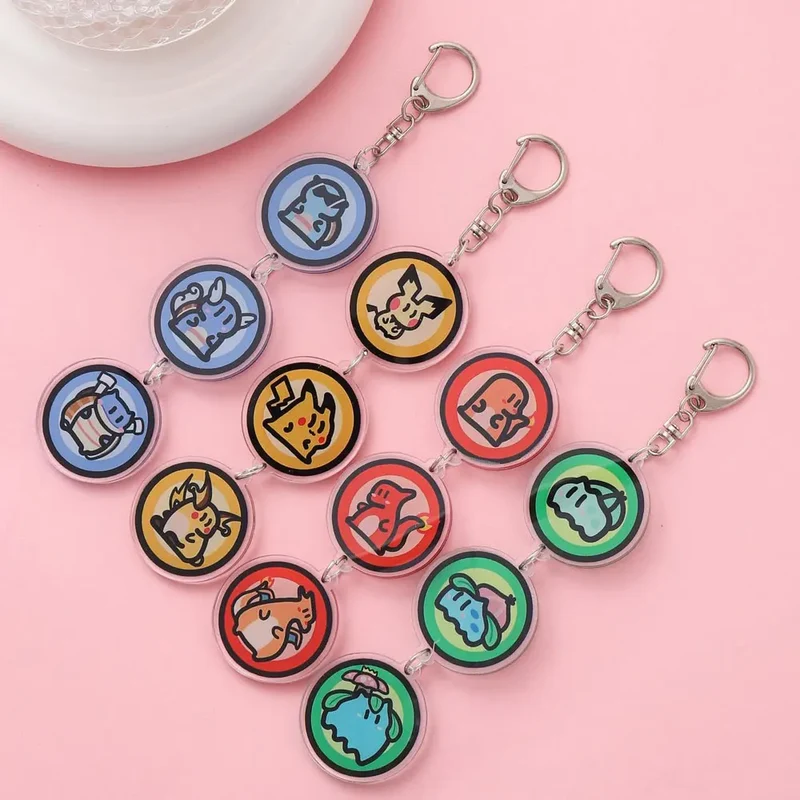 Porte-clés en acrylique avec dessin animé Pokémon mignon