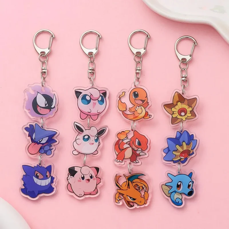 Porte-clés en acrylique avec dessin animé Pokémon mignon