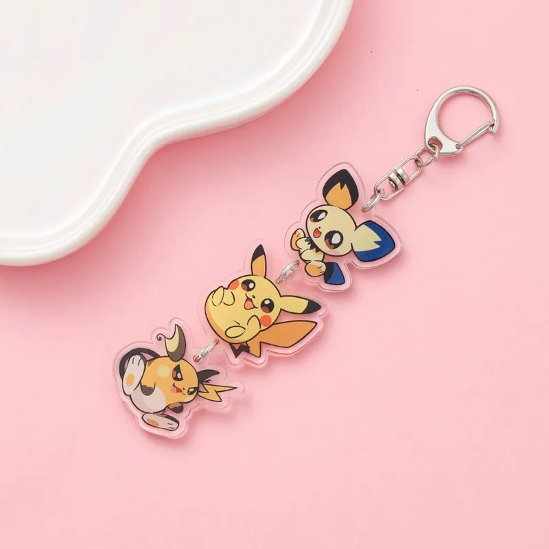Porte-clés en acrylique avec dessin animé Pokémon mignon