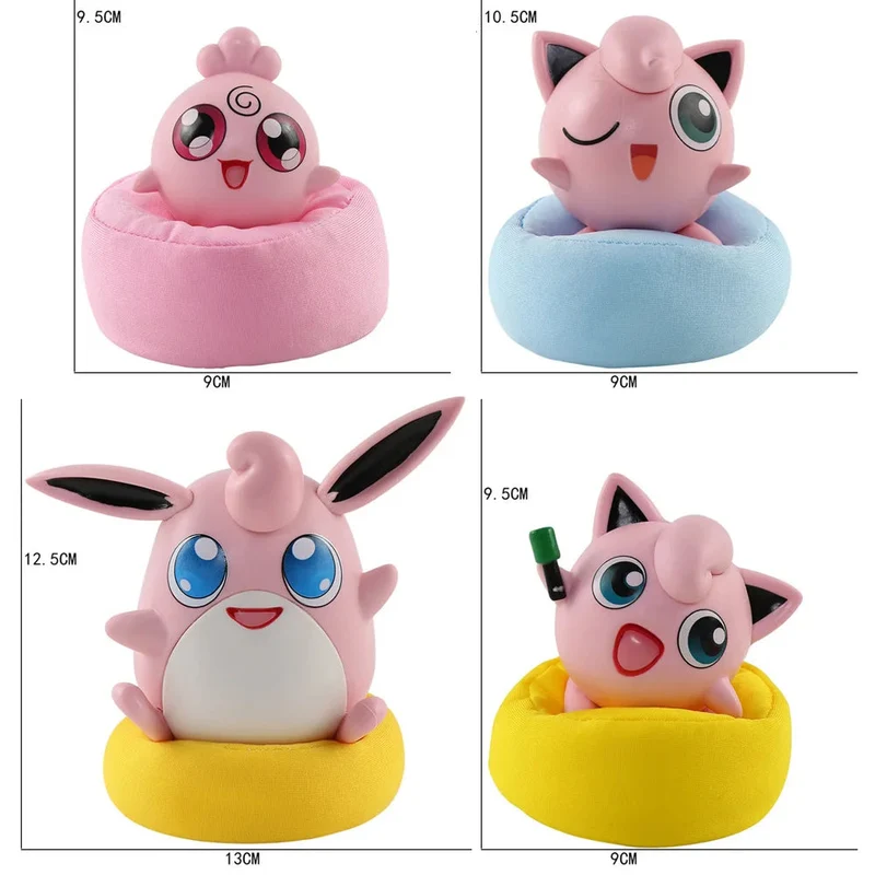 Lot de 4 figurines Jigglypuff et Evolutions Cuddlepuff env. 10 cm