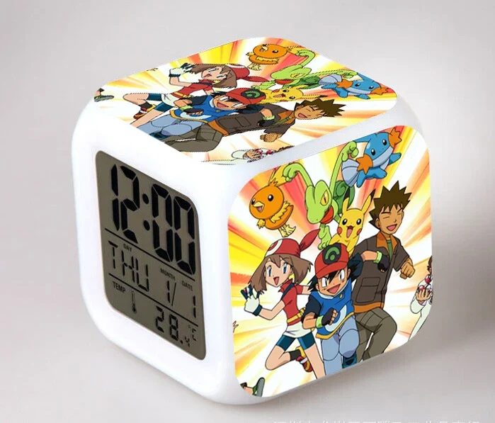 Réveil Pokémon Anime avec LED et fonction alarme dans de nombreux modèles