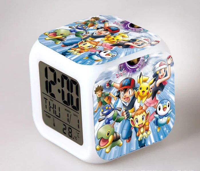 Réveil Pokémon Anime avec LED et fonction alarme dans de nombreux modèles