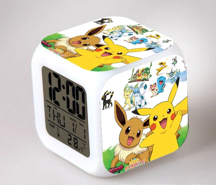 Réveil Pokémon Anime avec LED et fonction alarme dans de nombreux modèles