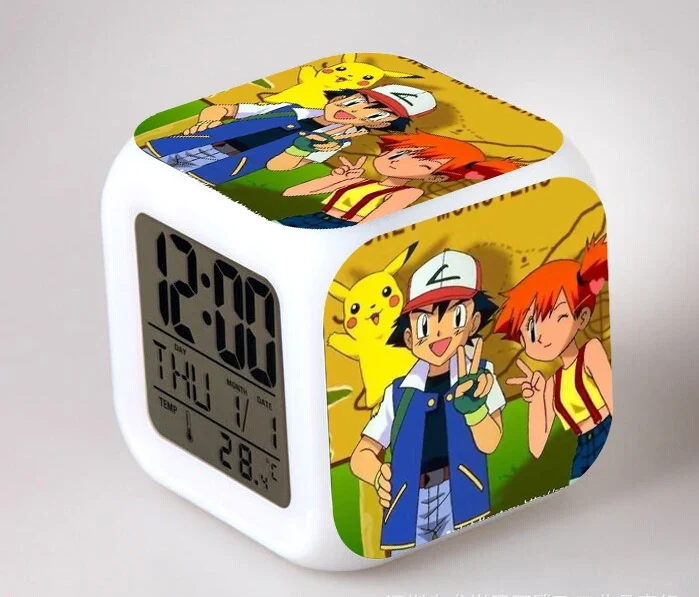 Réveil Pokémon Anime avec LED et fonction alarme dans de nombreux modèles
