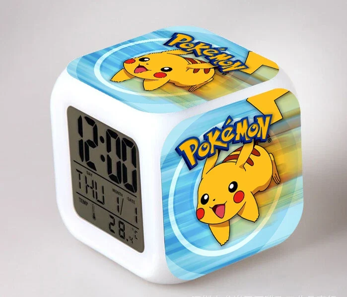 Réveil Pokémon Anime avec LED et fonction alarme dans de nombreux modèles