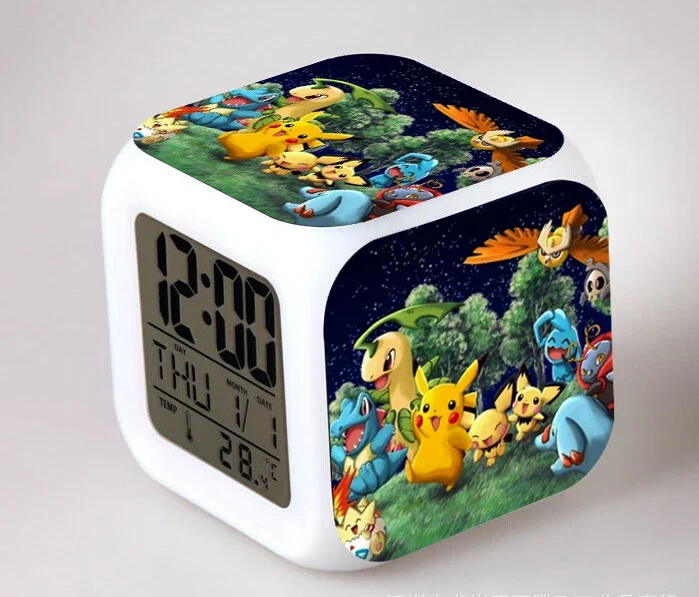 Réveil Pokémon Anime avec LED et fonction alarme dans de nombreux modèles