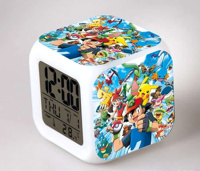 Réveil Pokémon Anime avec LED et fonction alarme dans de nombreux modèles